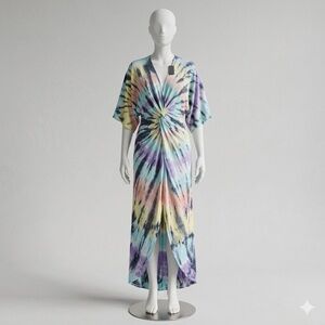 Surf Gypsy Pastel Tie-Dye Maxi Dress in Blue, Purple, Yellow, Pink
